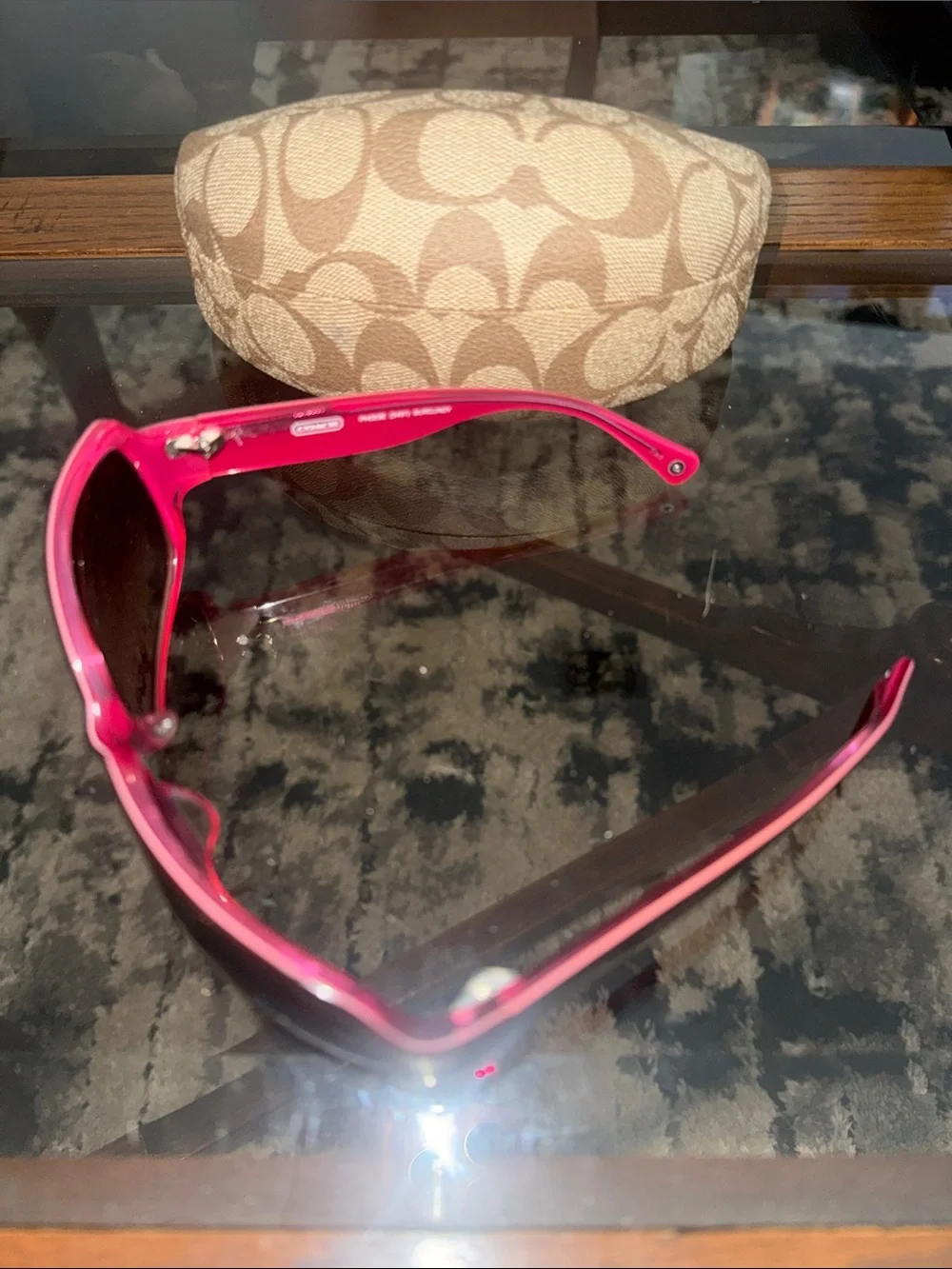 Coach Women's Burgundy Sunglasses with Beige Signature Case